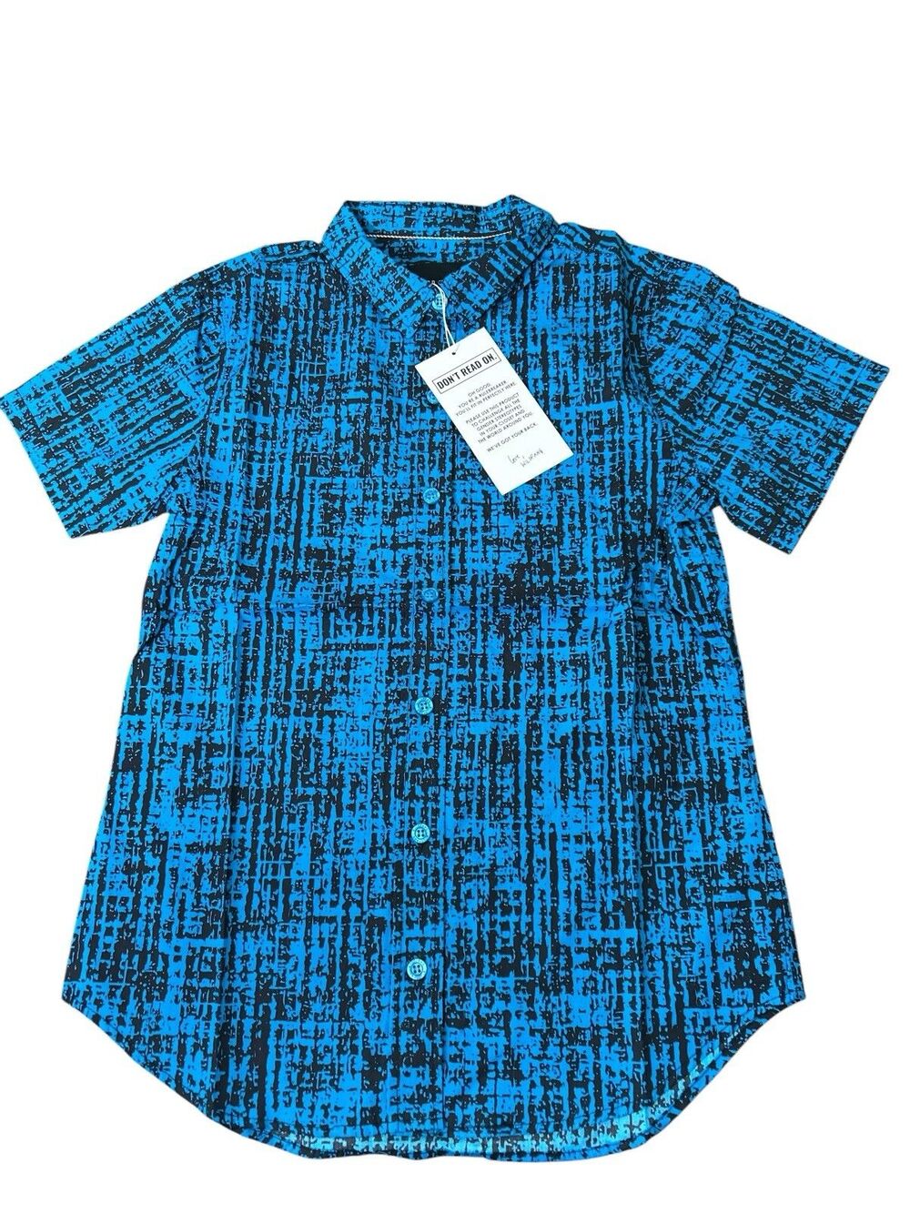 Wildfang Shirt Womens XS Blue Weave Abstract Essential Button Up Short Sleeve